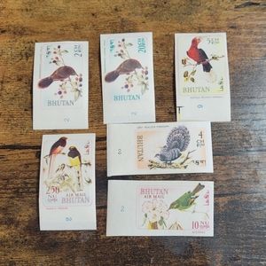 6 vintage bird stamps